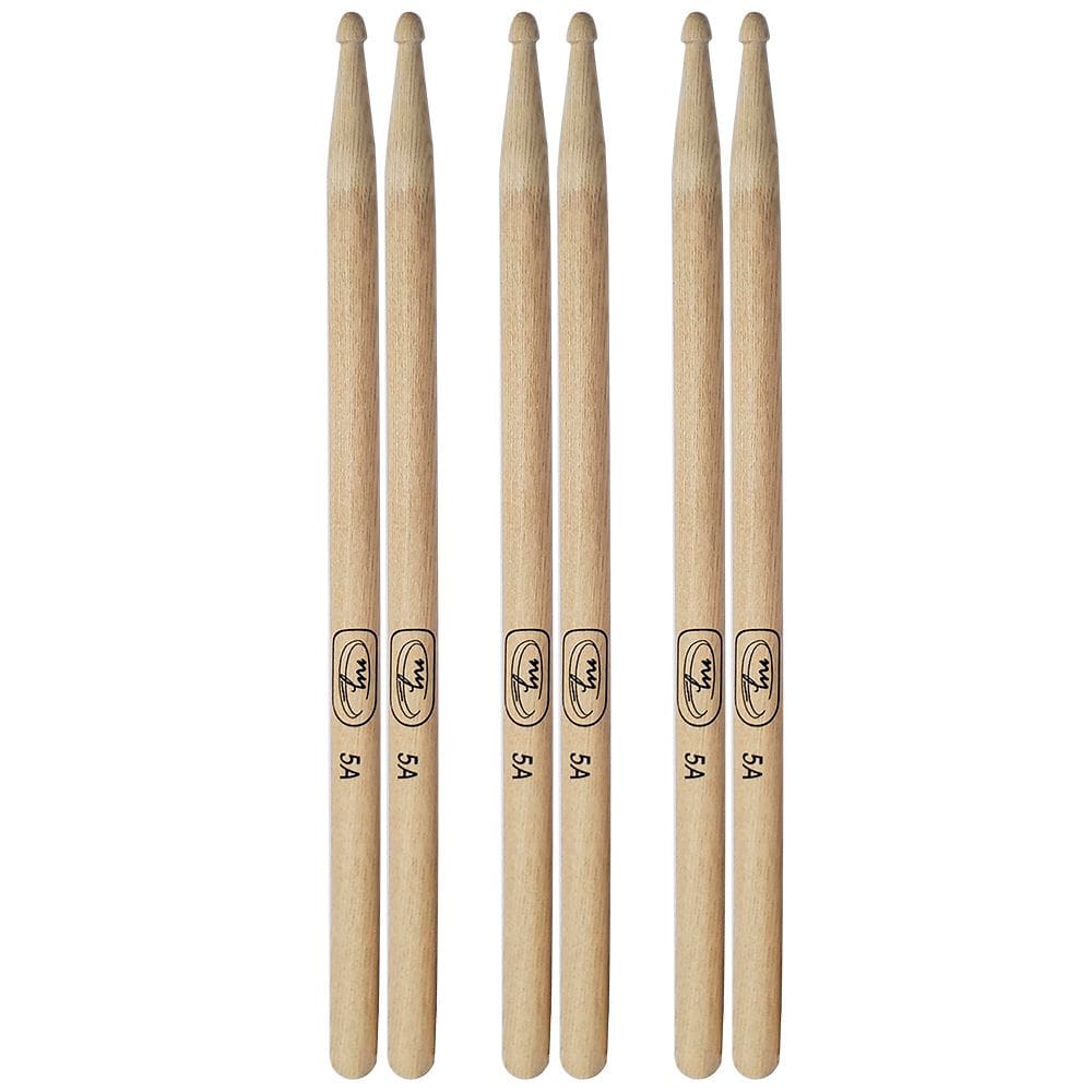 Kit com 3 Pares de Baquetas para Bateria Hickory 5A New York