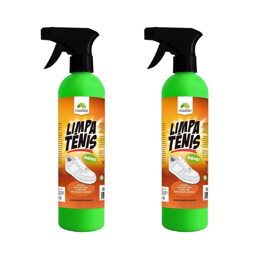 Kit 2 Limpa Tênis Spray Limpador A Seco Limpeza Maxbio 500Ml