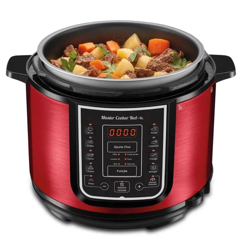 Panela de Pressão Elétrica Mondial Digital Master Cooker Red 5L 900W Vermelho/Inox 220V - PE-39