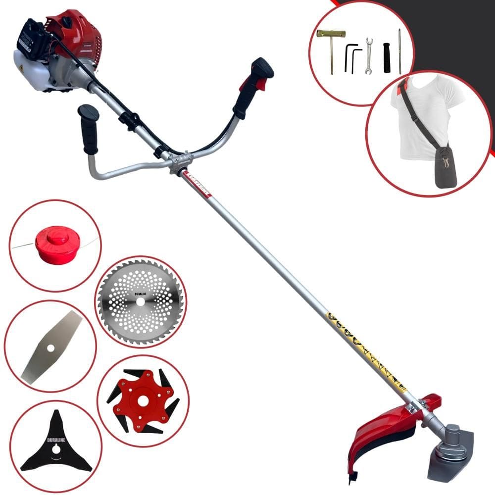 Aparador de Grama À Gasolina Kawashima BCJ620L 2T 62cc 3HP de Potência 10.000rpm Roçadeira Completa Com Carretel de Nylon e Kit 4 Lâminas de Corte