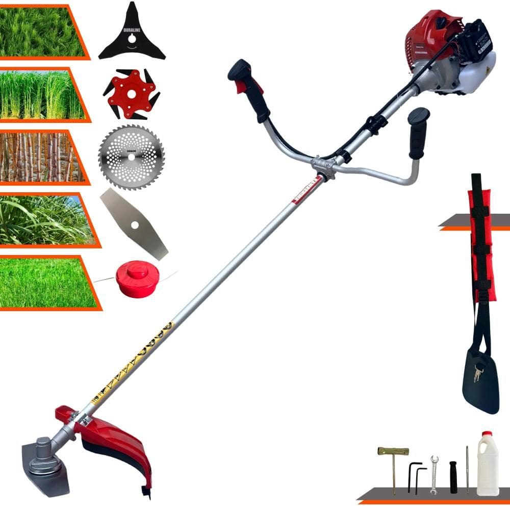 Máquina de Cortar Grama À Gasolina Kawashima BCJ620-L 2T 62cc 3HP 10.000rpm Roçadeira Profissional Completa Multifuncional Com 5 Opções de Cortes
