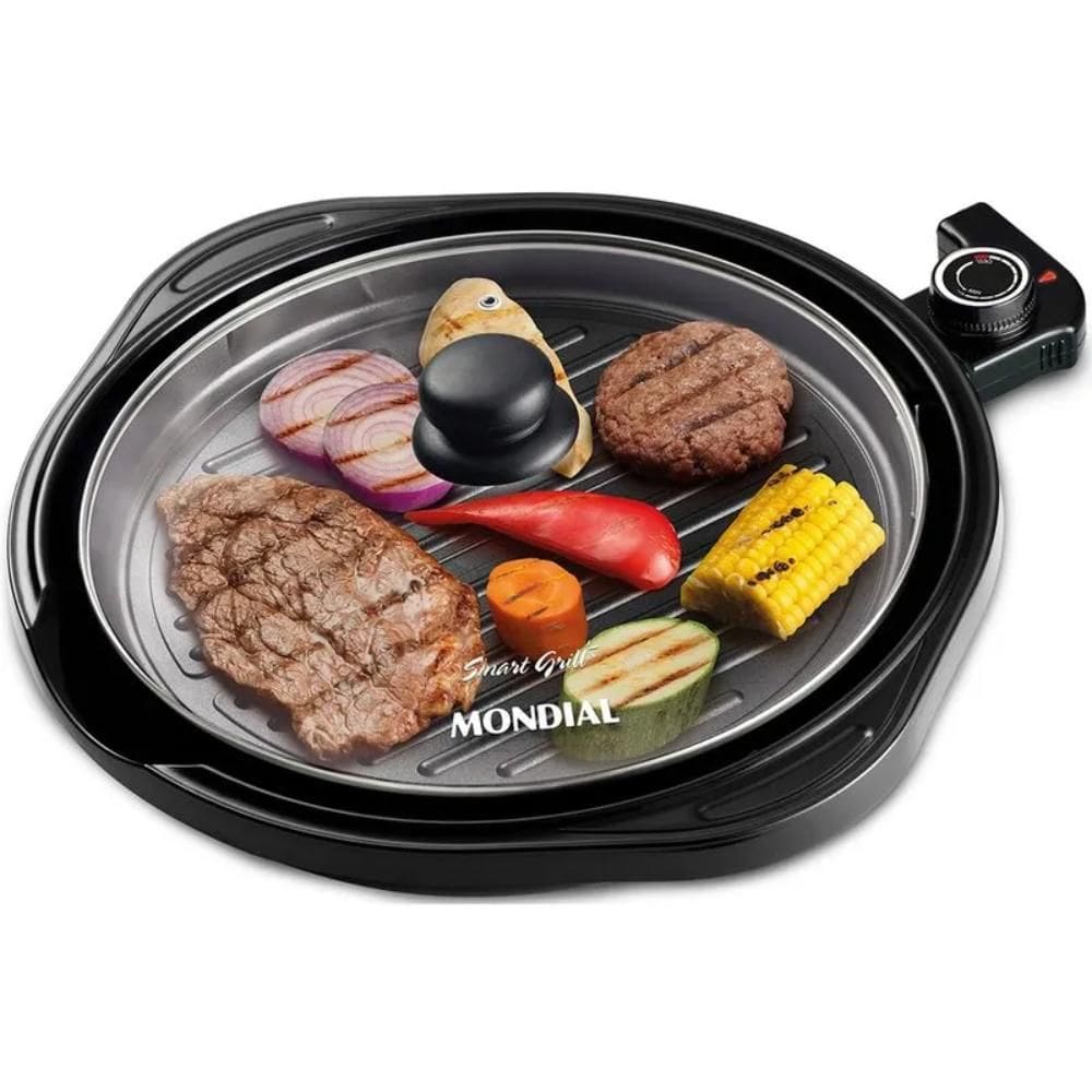 Grill Redondo Mondial Smart Grill com Revestimento Antiaderente 1200W Preto 127V - G-04