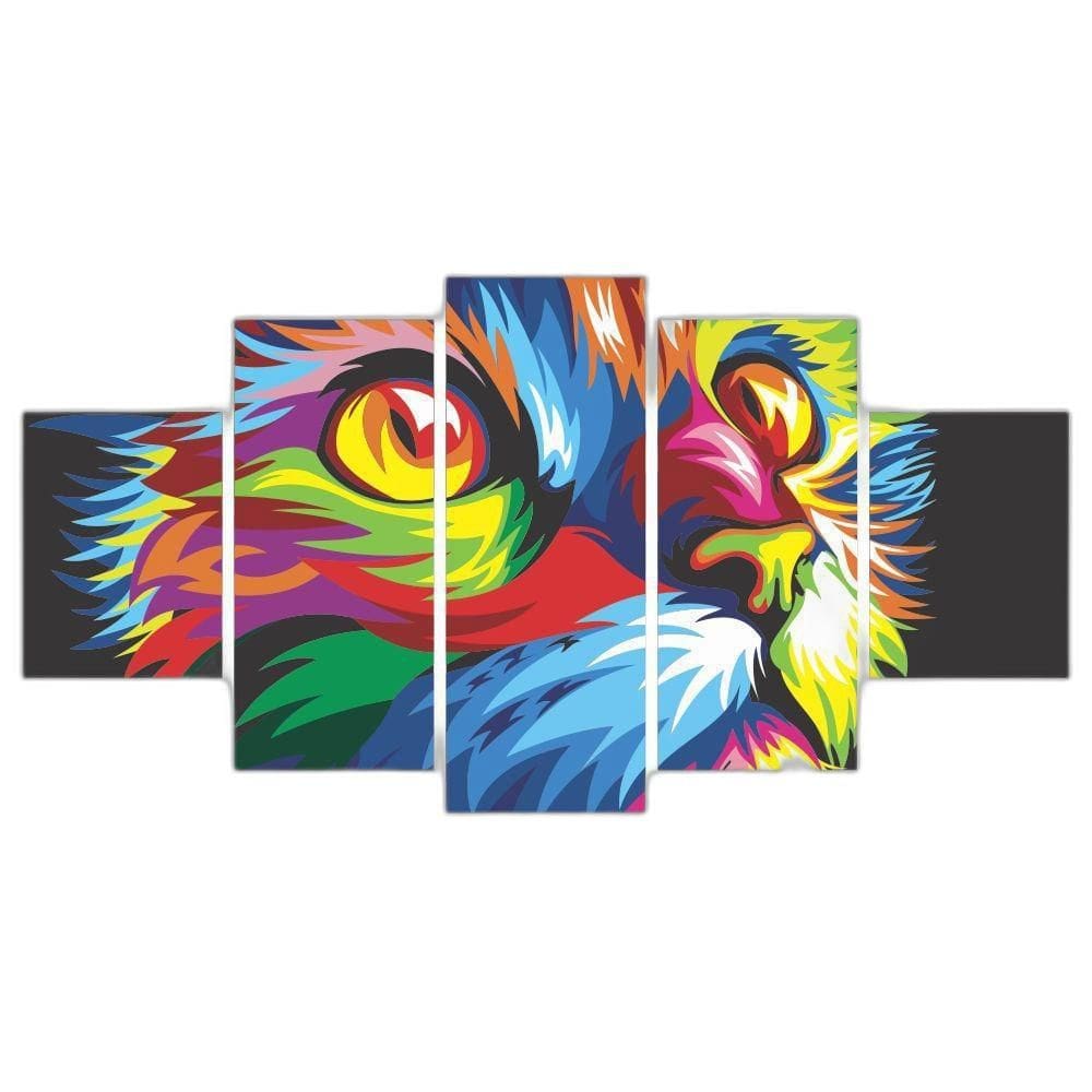 Kit Quadros Decorativos Sala Gato Colorido Pet