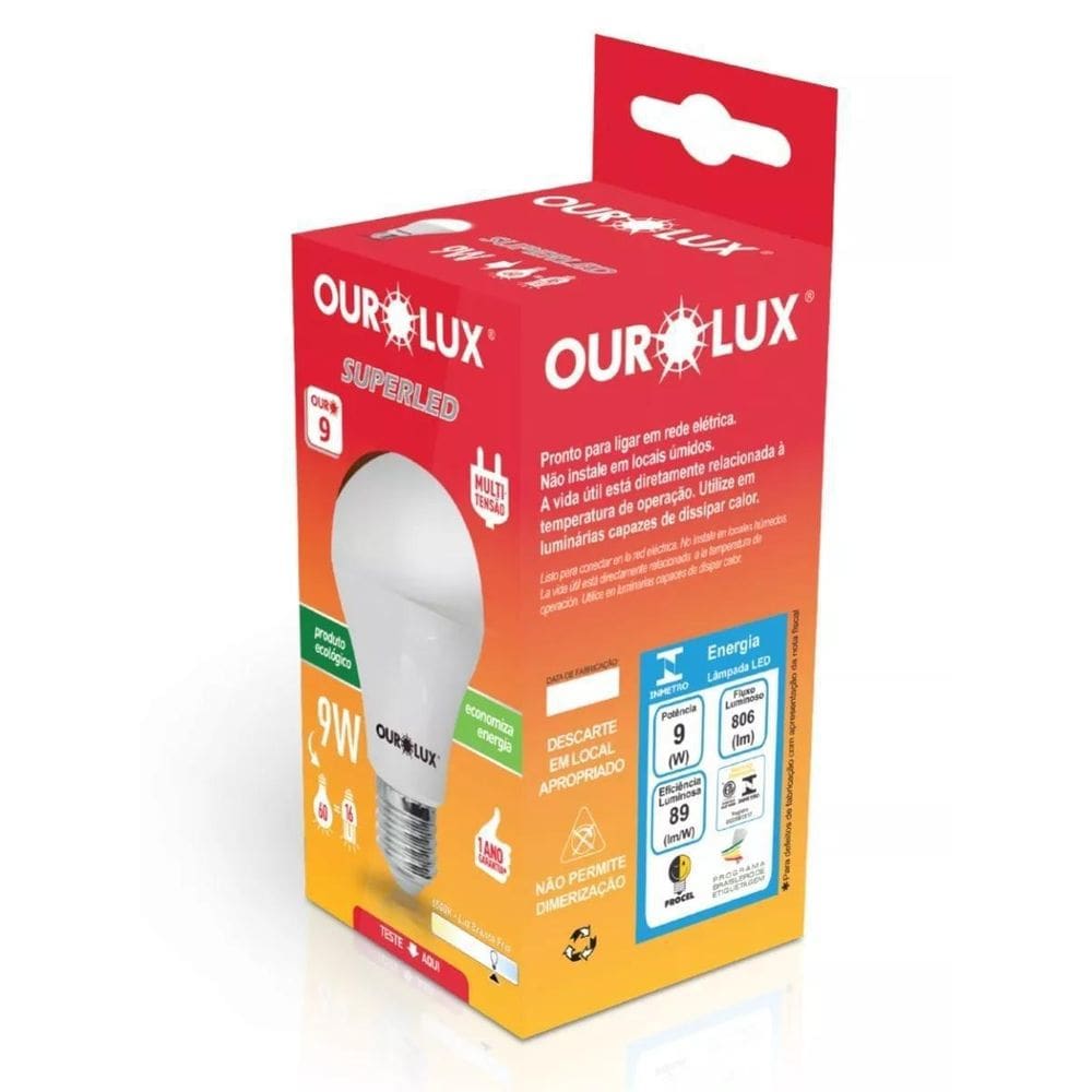 Kit 10 Lâmpadas SUPERLED 9W 6500K Ourolux