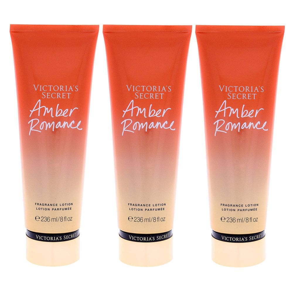 Loção perfumada Victoria`s Secret Amber Romance, pacote com 3
