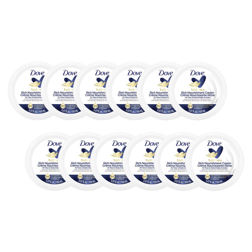 Cream Dove Rich Nourishment, pacote com 12 unidades para pele seca, 50 ml