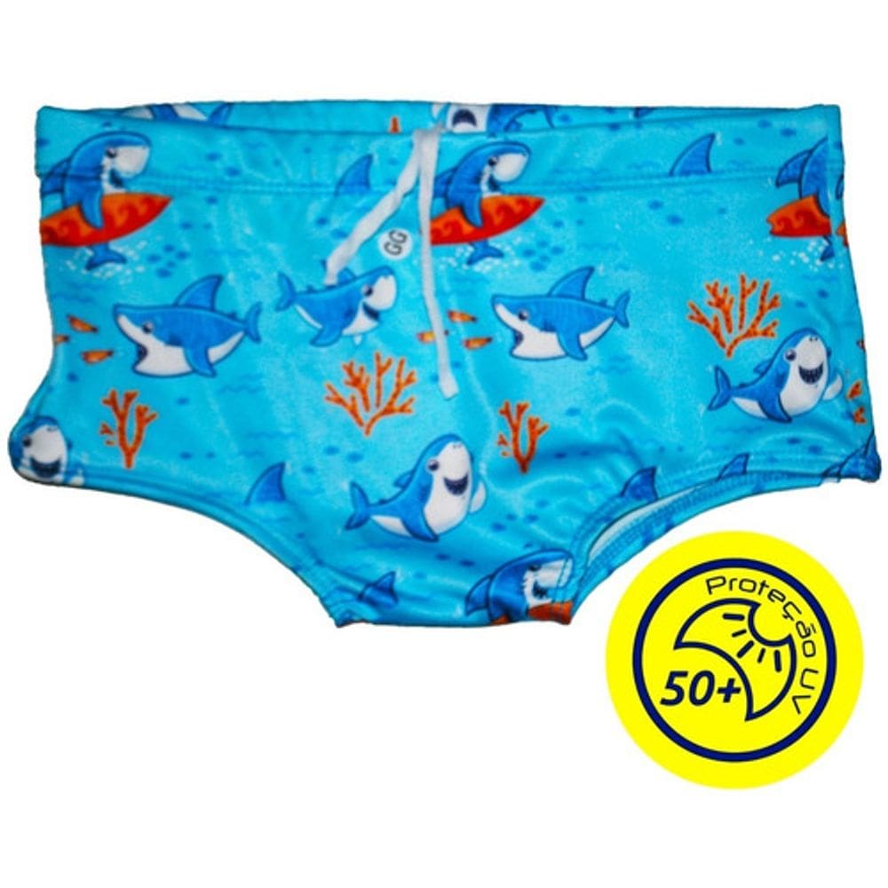 Sunga Infantil Menino Surf Tubarão Praia Verão Piscina Pr Uv