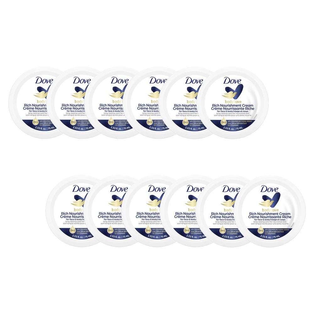 Cream Dove Rich Nourishment, pacote com 12 unidades para pele seca, 50 ml