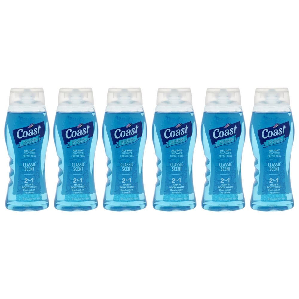 Sabonete para cabelo e corpo Coast 2 em 1 Classic Scent, pacote com 6