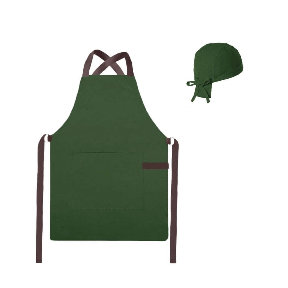 Avental e Bandana Verde Escuro Chef Cozinha Bistro Bar