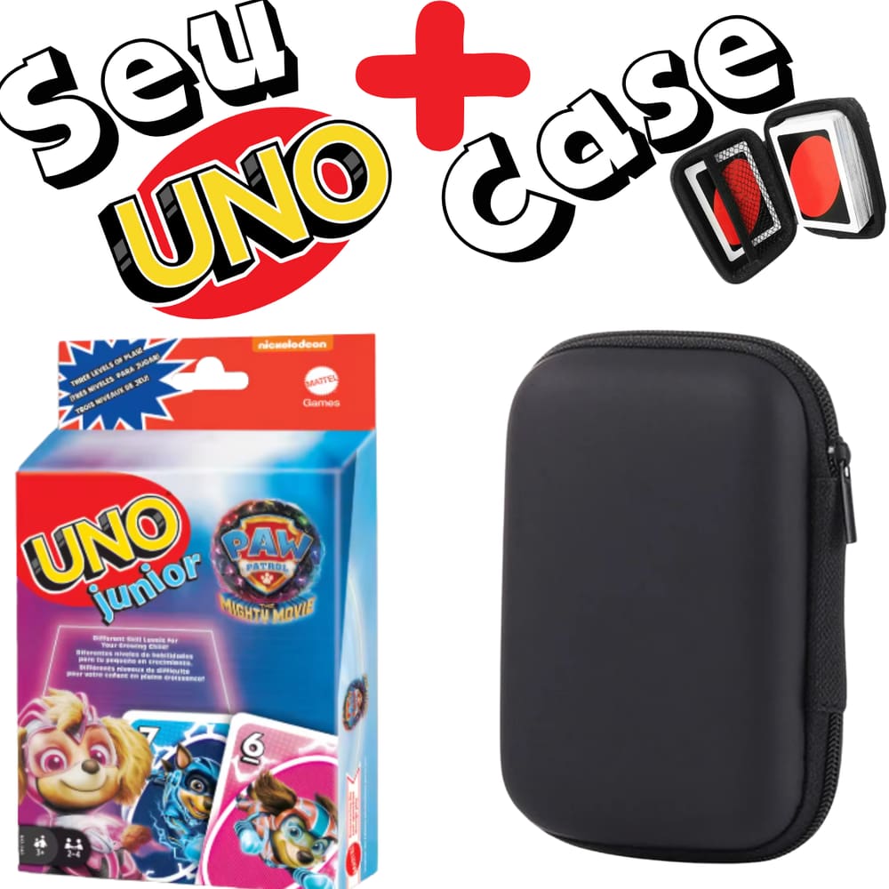 Kit Case + Jogo de Cartas UNO - Patrulha Canina Junior (Paw Patrol)