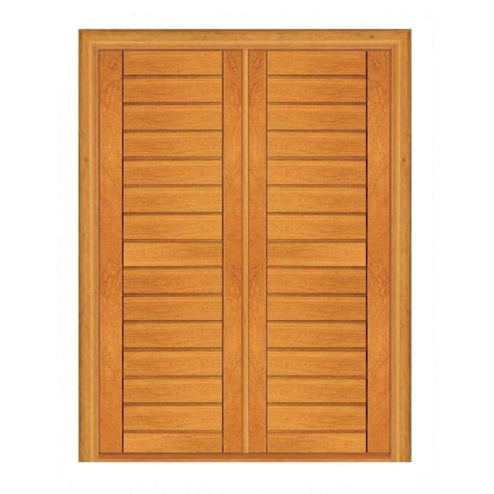 Porta Dupla de Abrir Contemporânea - Madeira Maciça - Angelim