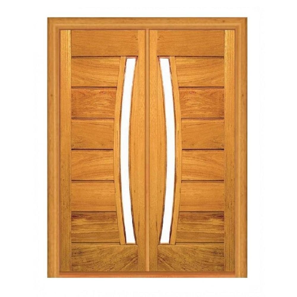 Porta Dupla de Abrir Pavuna com Visor - Madeira Maciça - Angelim