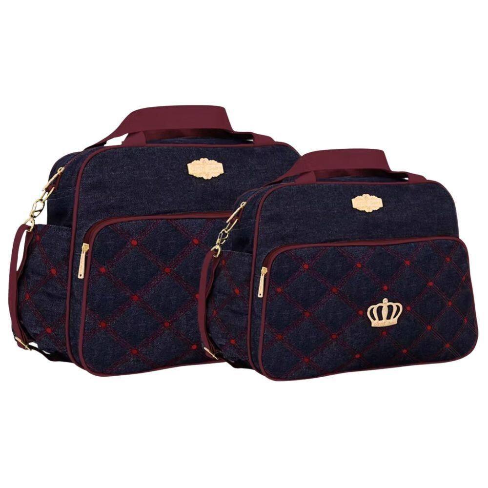 Kit Bolsas Maternidade Baby Jeans Elegance Jeans E Vinho