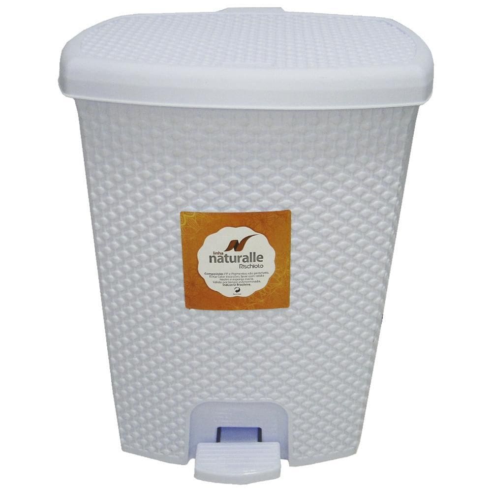 Lixeira Com Pedal De Plástico Oval Branca Naturalle 14,5L
