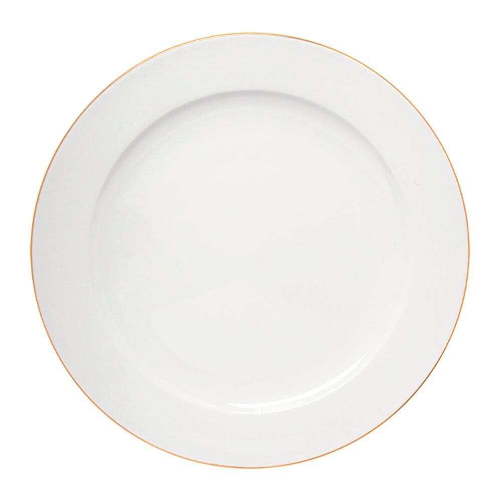 Prato Raso de Porcelana Branco Fio de Ouro Royal 27cm - Hauskraft
