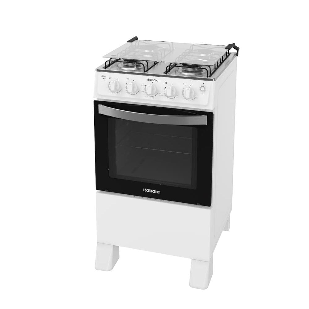 Fogão à Gás Itatiaia Waves 4 Bocas Branco Mesa Inox Forno 48 L-Bivolt