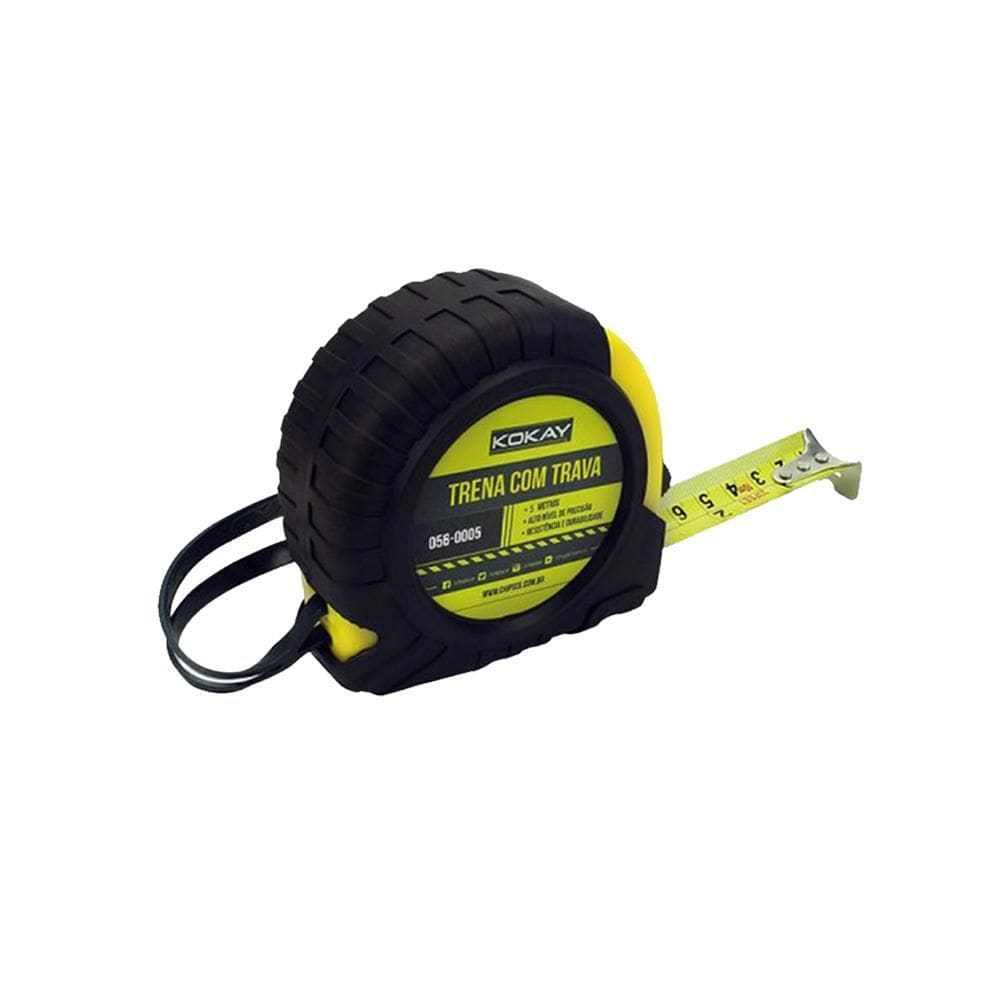 Trena Emborrachada Com Trava  Fita Metalica 5 Metros 19Mm