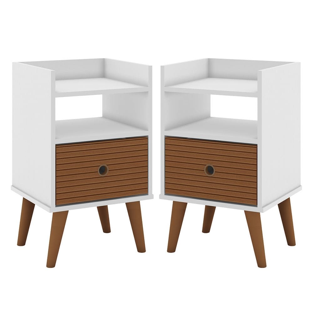 Kit 2 Mesas de Cabeceira com 1 Gaveta Branco