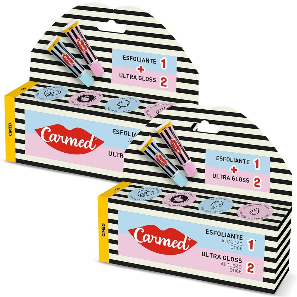 Kit 2 Carmed SOS Algodão Doce Esfoliante 10g/Ultra Gloss 10g