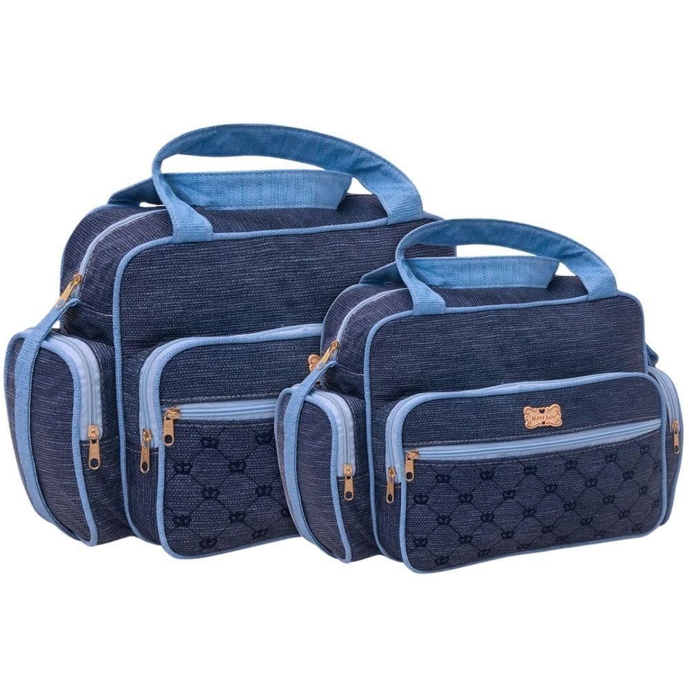 Kit Bolsas Maternidade Classic Baby Gold Azul Marinho