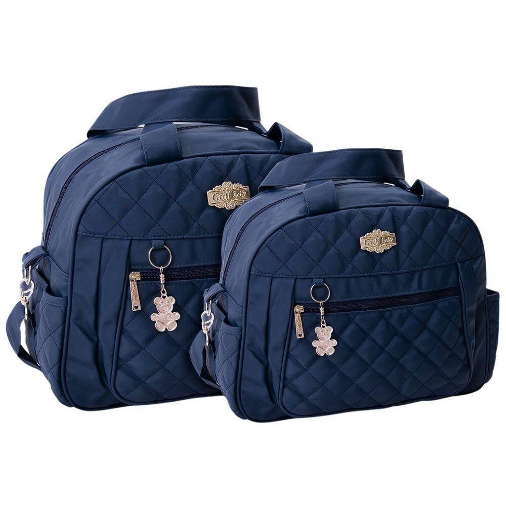 Kit Bolsas Maternidade Matelassê Baby Essence Azul Marinho