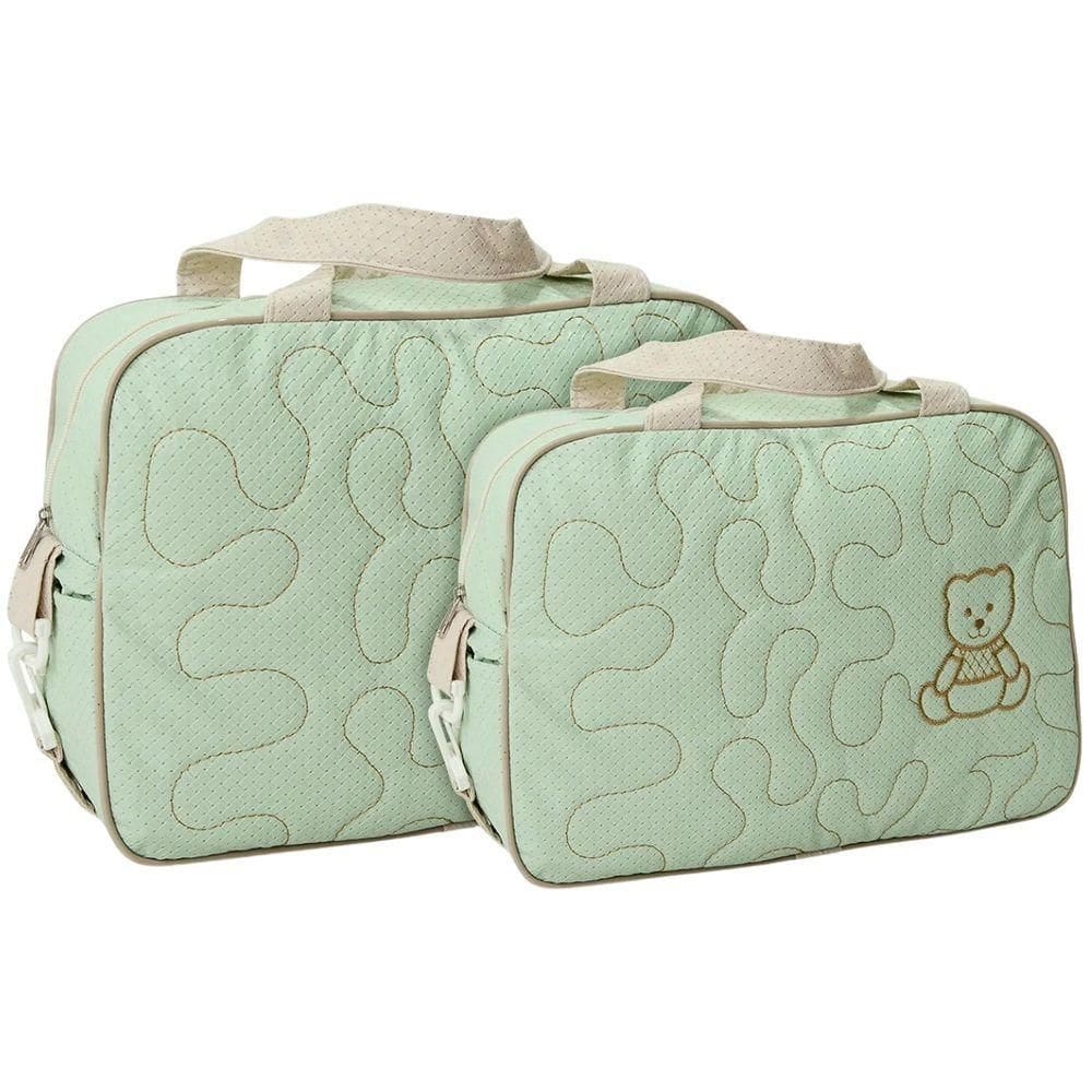 Kit Bolsas Maternidade Ursinho Bordado Baby Verde