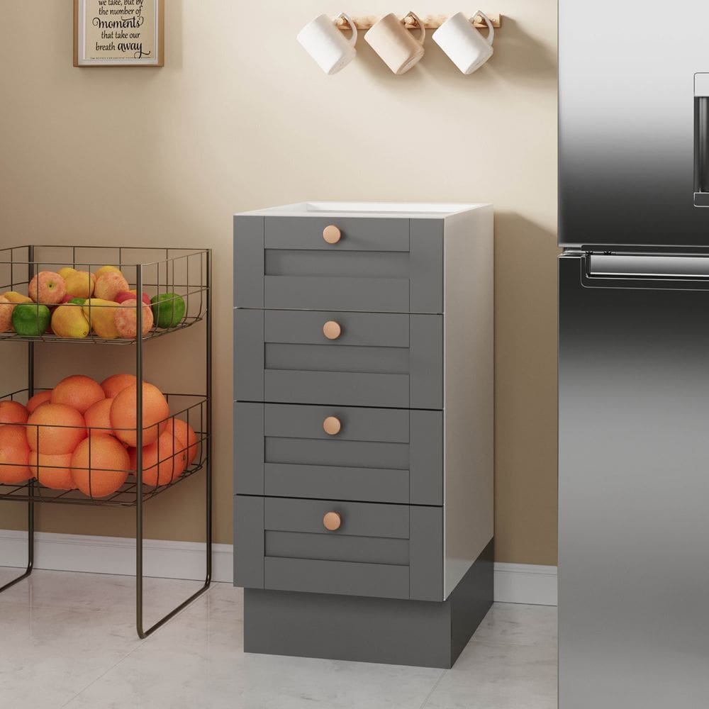 Balcão 4 Gavetas 40cm sem Tampo Arizona Cabecasa Madeiramadeira Branco/Cinza