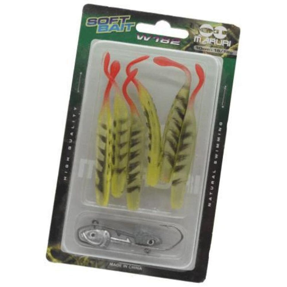 Kit 6 Iscas Artificiais Soft Shad + 2 Anzol Jig Head Maruri