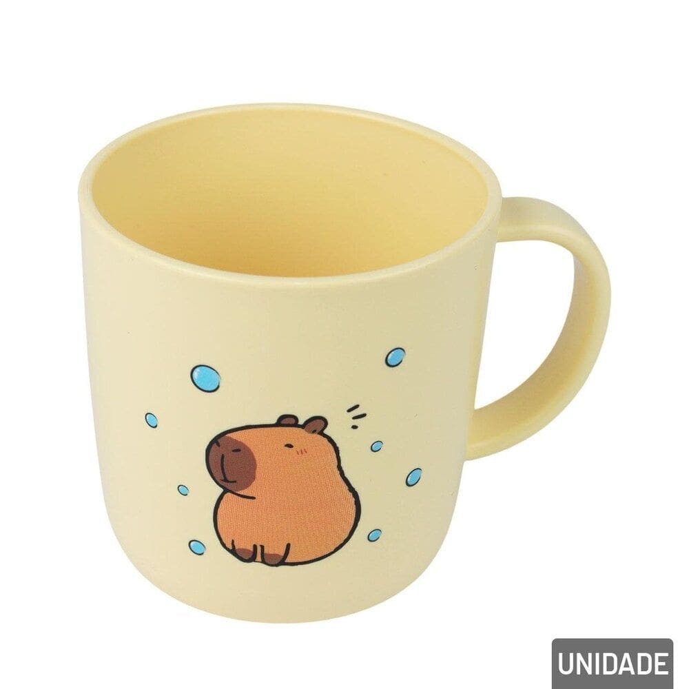 Caneca de Plastico 320ml Infantil Estampa Capivara Amarela Fwb