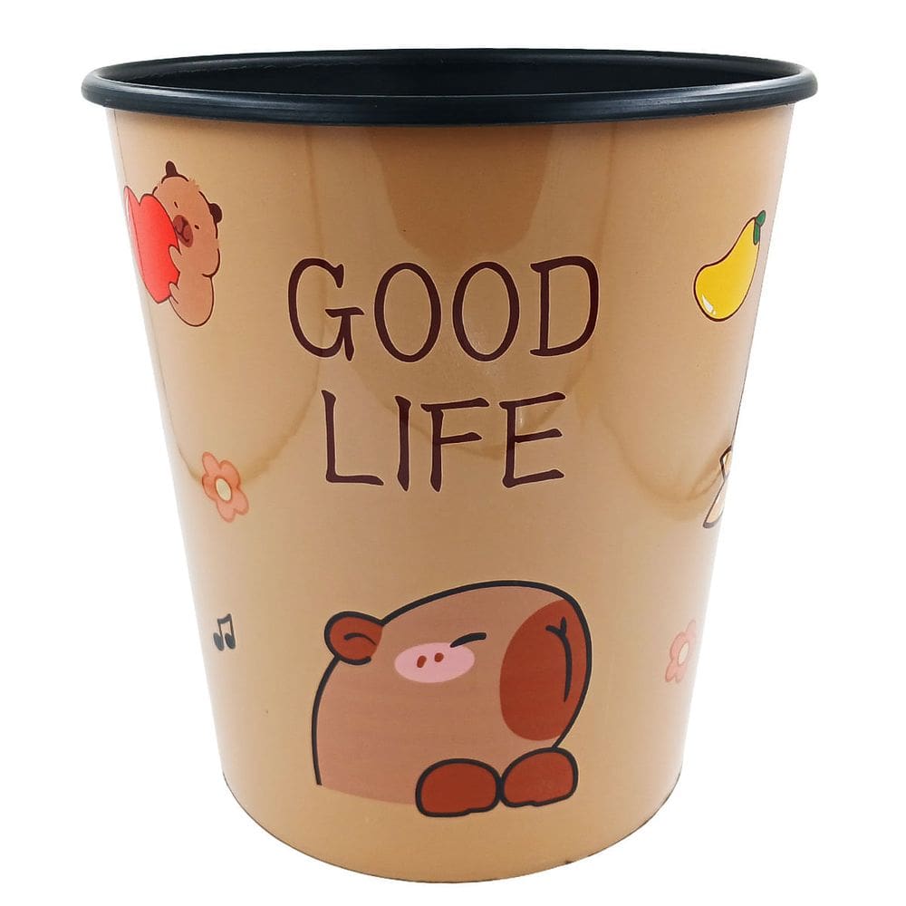 Lixeira Balde Capivara 25,5x24Cm Plastico Bege Fwb