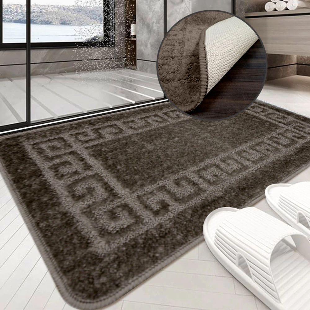 2 Tapete Banheiro Grego Grande Antiderrapante Ce Choco 50x80