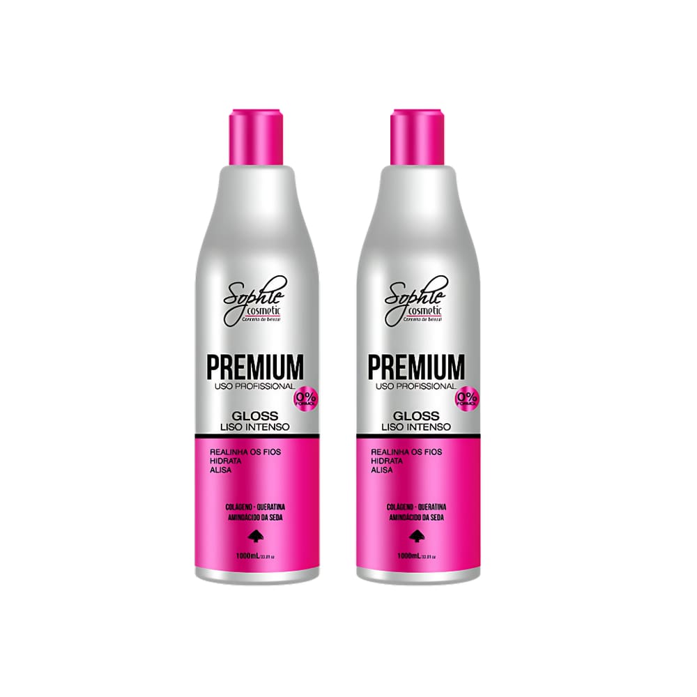 Kit 2 Gloss Progressiva Premium Livre de Formol 1L Sophie Cosmetic