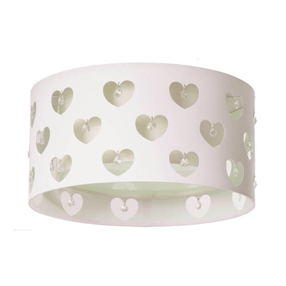 Luminária Infantil Plafon Corações Com Cristais Branco30X16