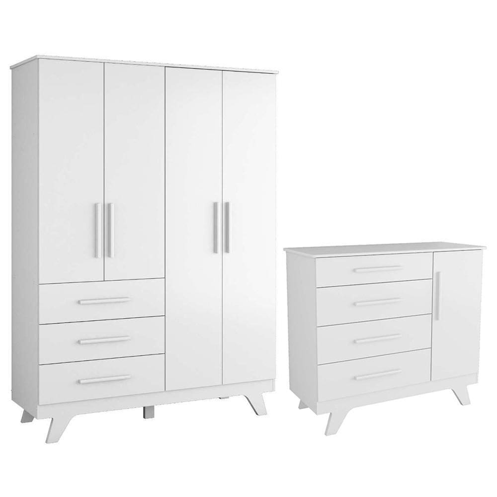 Jogo de Quarto Infantil Retrô Guarda Roupa e Cômoda - Móveis Peroba