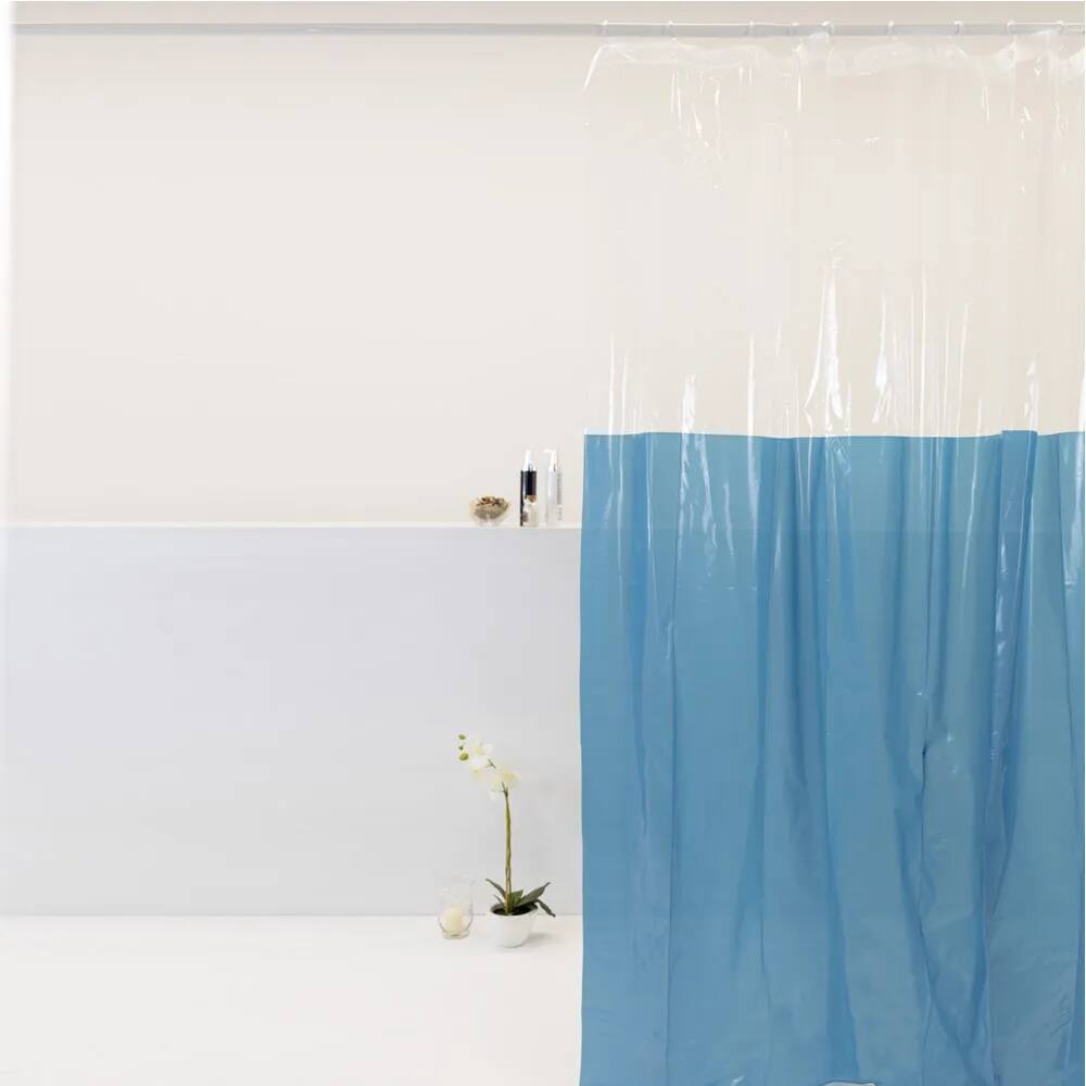 Cortina Para Box Banheiro PVC Antimofo 198x180cm - Azul Escuro