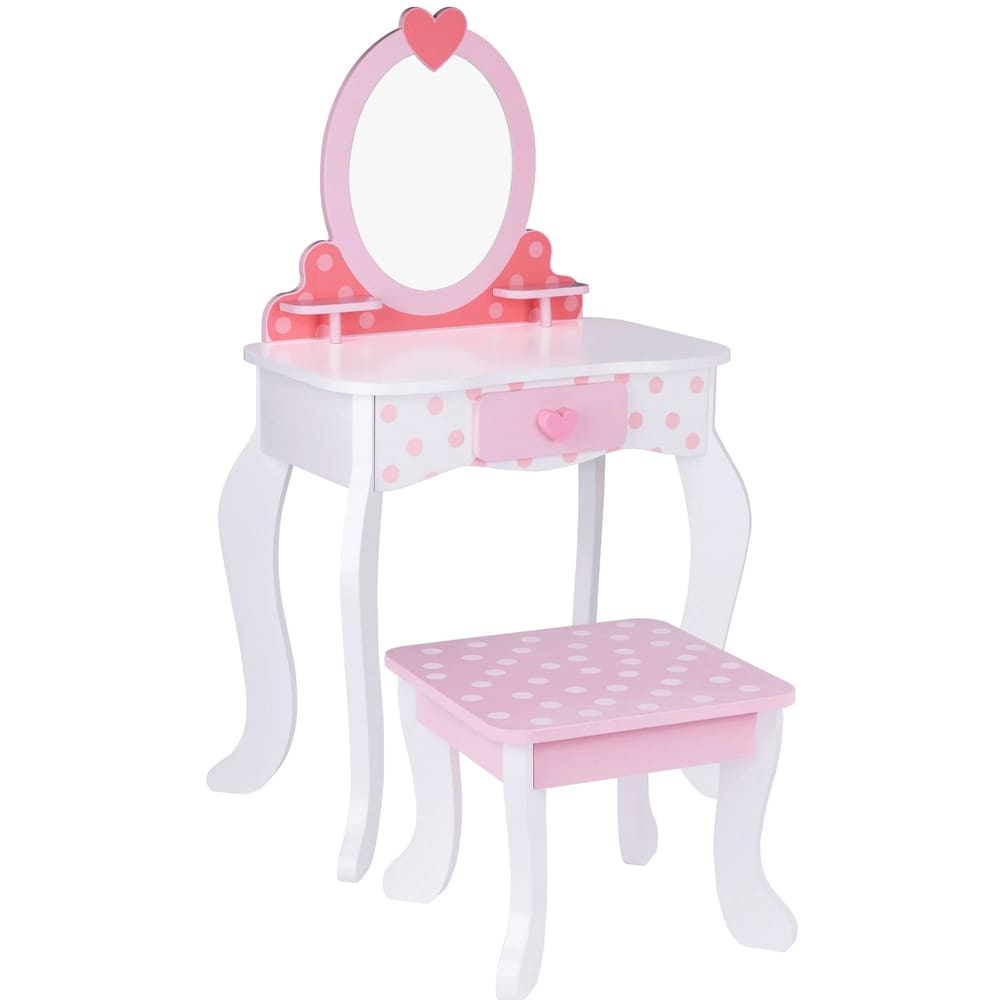 Penteadeira Infantil com Espelho e Banqueta Madeira Rosa Tooky Toy