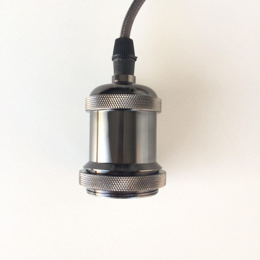 Pendente Fio Soquete Vintage Aluminio Preto Perola Ali83