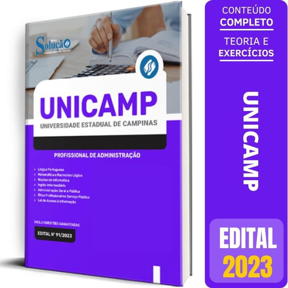 Apostila UNICAMP 2023 - Administração, Editora Solução