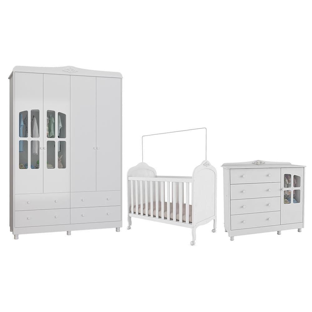 Dormitório Infantil Elô Janelas Guarda Roupa, Cômoda e Berço - Móveis Peroba