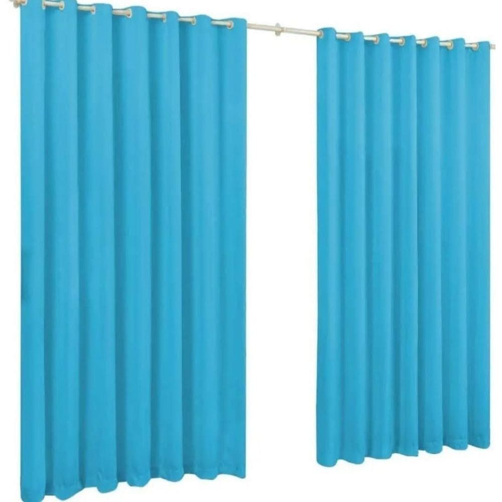 Cortina Roma Em Microfibra Azul Bebê 3,00x2,20m