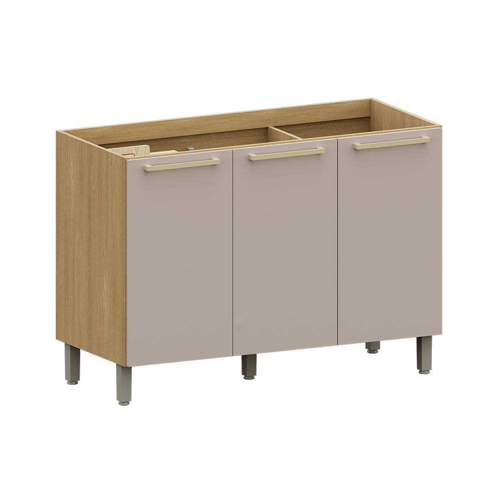 Balcão de Cozinha para Pia 120cm 3 Portas Sem Tampo Elegance Luciane Móveis