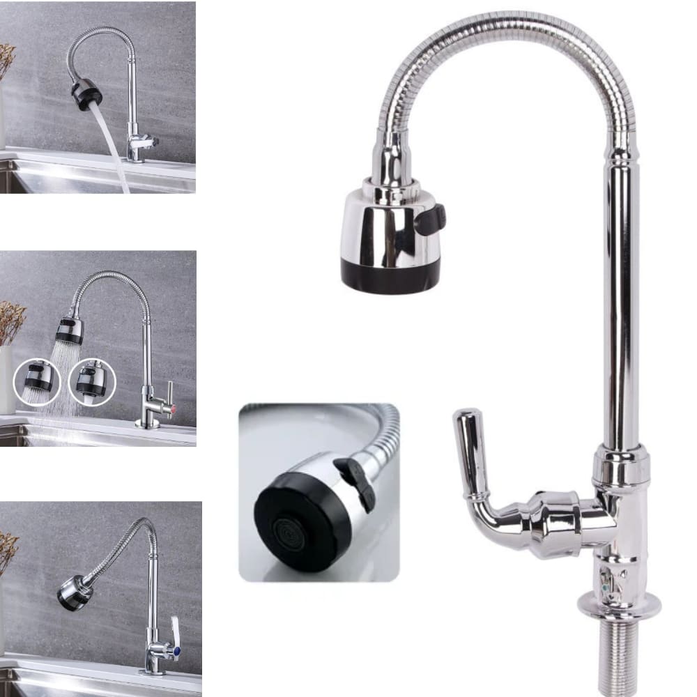 Torneira Gourmet Cozinha Flexível de Mesa Parede com Ducha 1/2`` Inox Brilhante