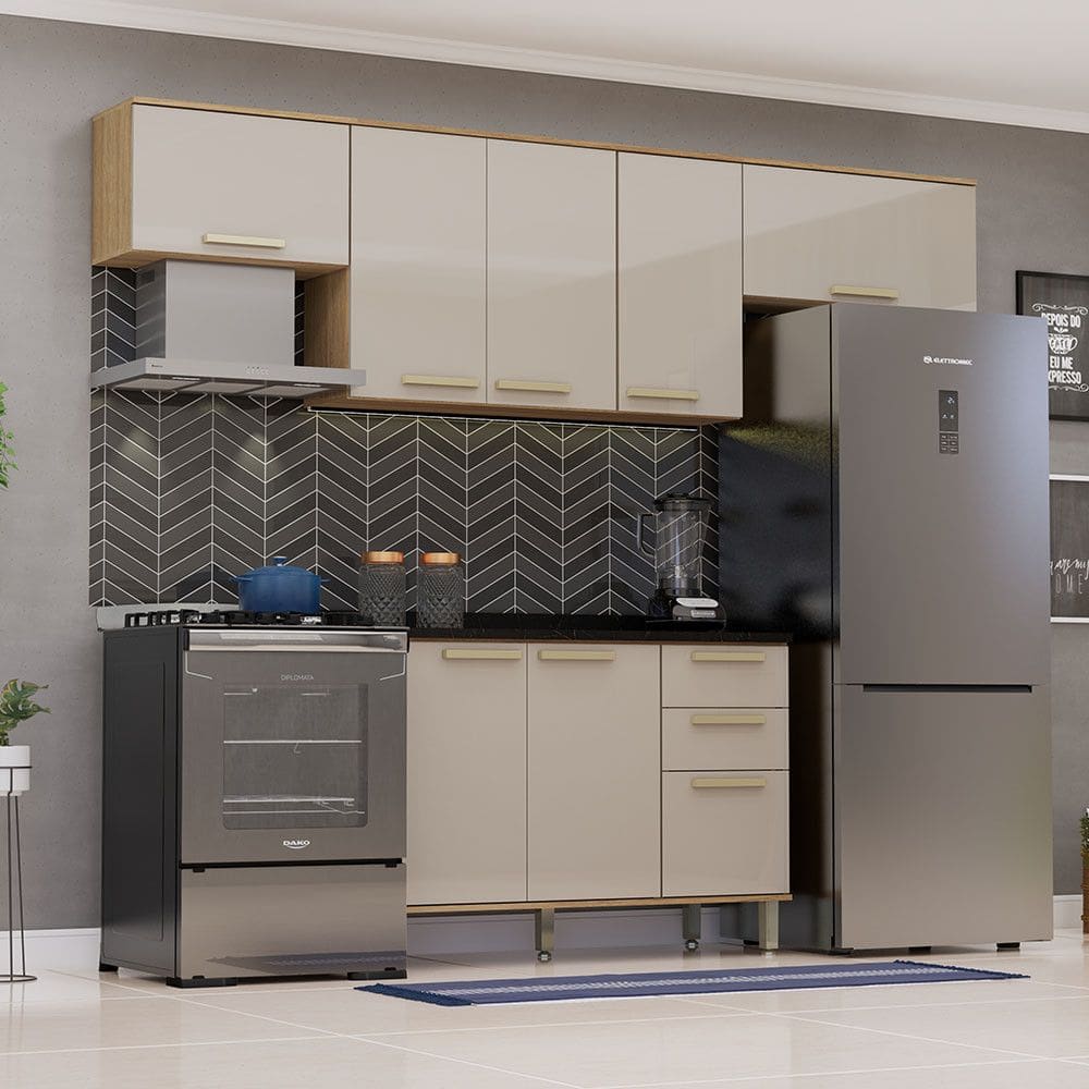 Cozinha Modulada Compacta 4 Peças com Tampos Isis Luciane Móveis