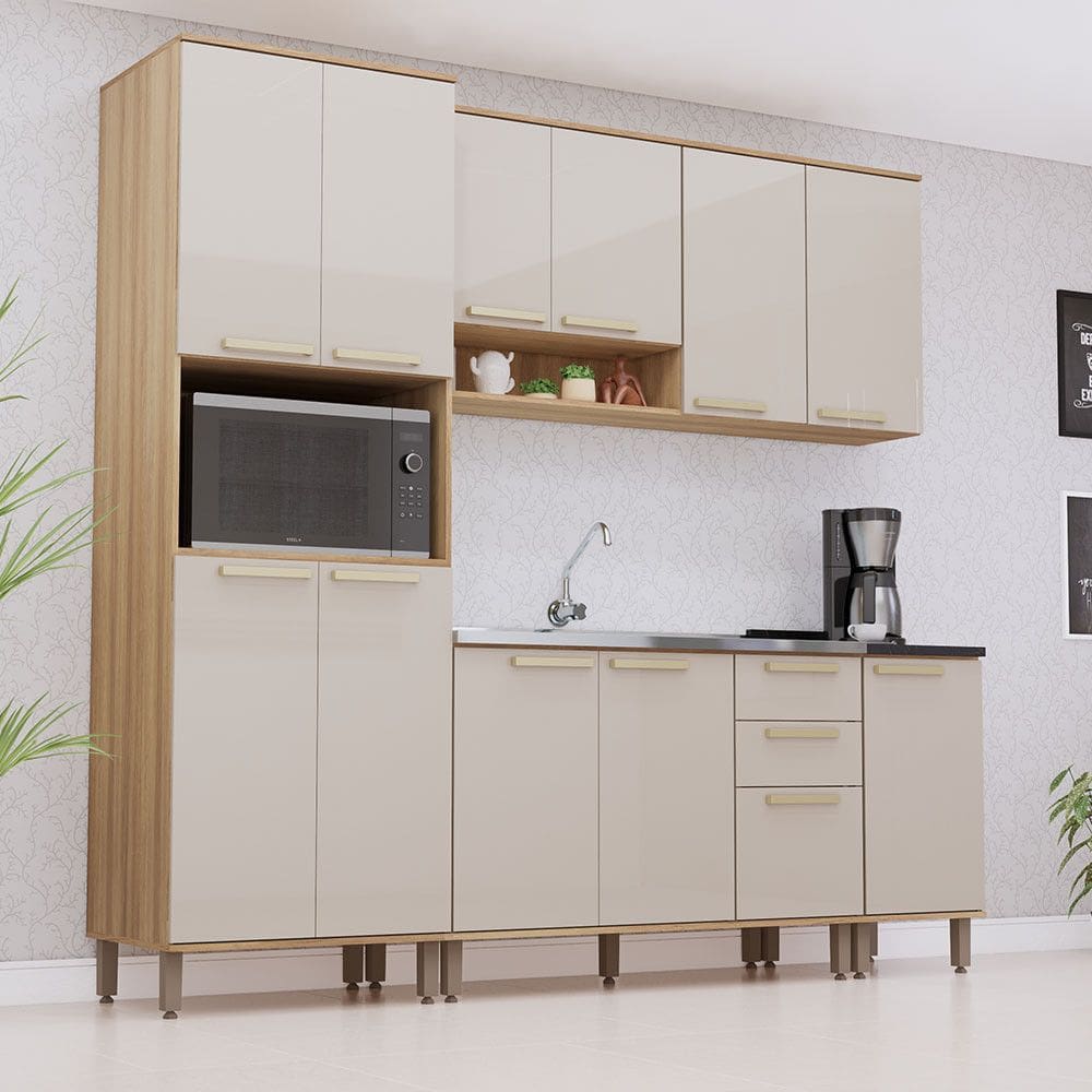 Cozinha Modulada Compacta 5 Peças sem Tampos e sem Pia Isis Luciane Móveis