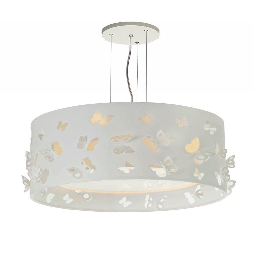Lustre Infantil Pendente Borboletas Duplo -Crú 40X16