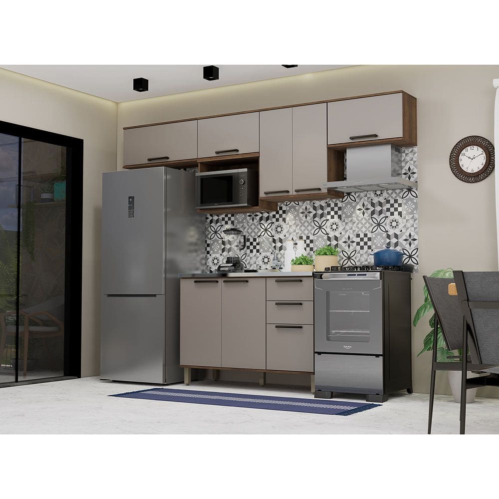 Cozinha Compacta 6 Peças sem tampo com Nicho Micoondas Luna Luciane Móveis