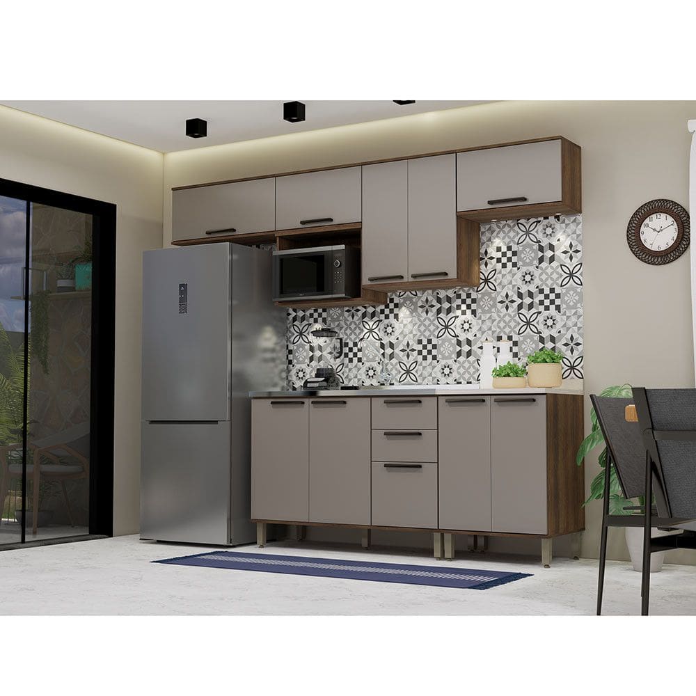 Cozinha Compacta 7 Peças sem Tampo e com Nicho Micoondas Luna Luciane Móveis