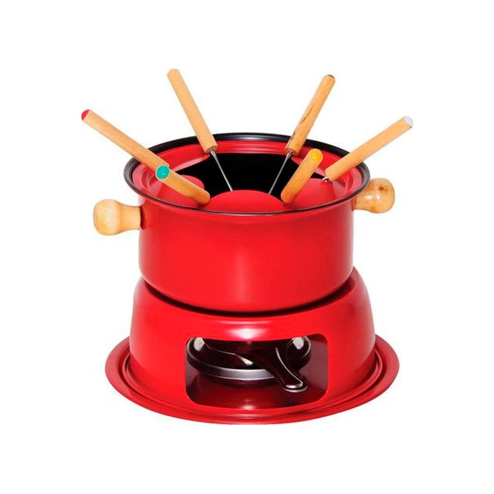 Conjunto P/ Fondue de Chocolate Queijo 16cm C/ 11 Peças Vermelho