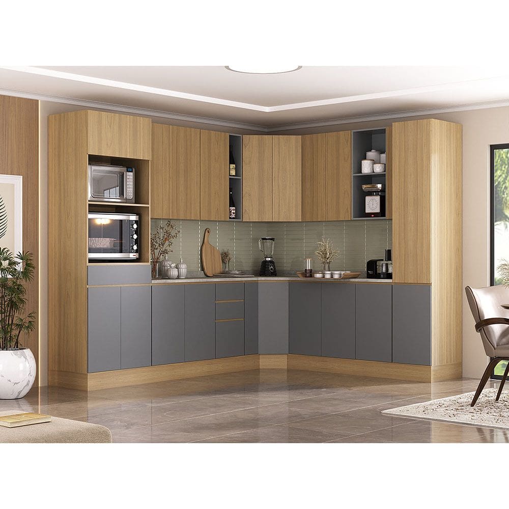 Cozinha Completa 13 Peças com Espaços para Micro-ondas e Tampos Slim Luciane Móveis
